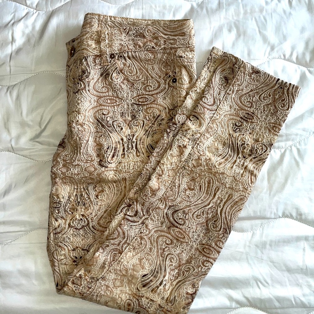 Cache tan, embroidered pants Size 8